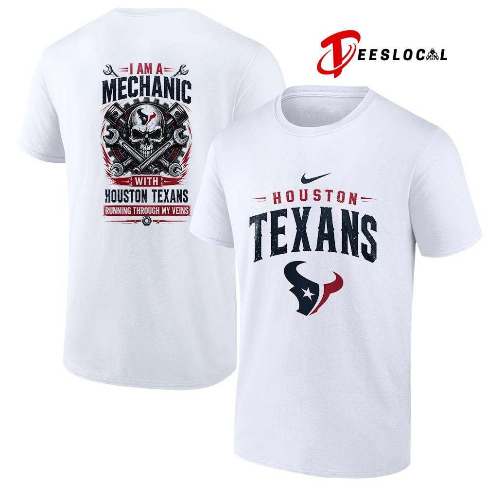 Houston Texans I am a mechanic running through my veins skeleton shirt