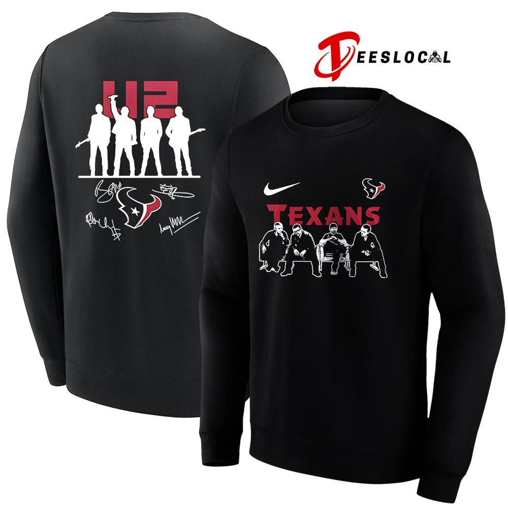 Houston Texans x U2 band signature silhouette shirt