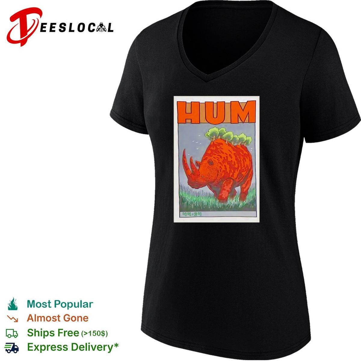 Hum 44 24 Rhino Forest Illustration Band Tour Music Poster Indie Rock Music shirt