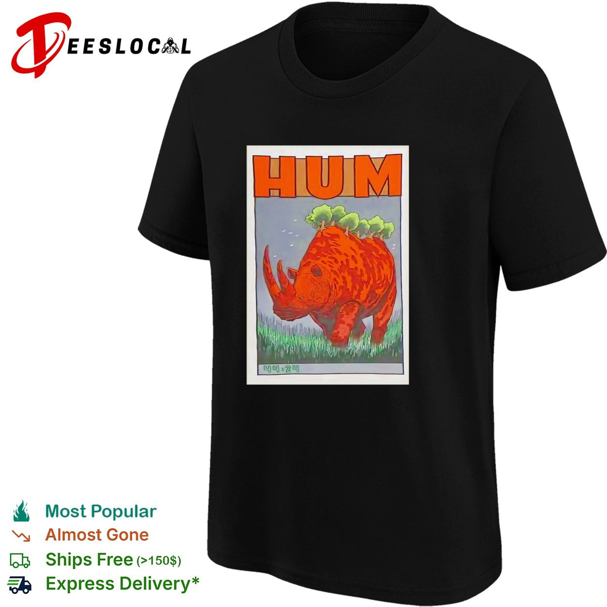 Hum 44 24 Rhino Forest Illustration Band Tour Music Poster Indie Rock Music shirt