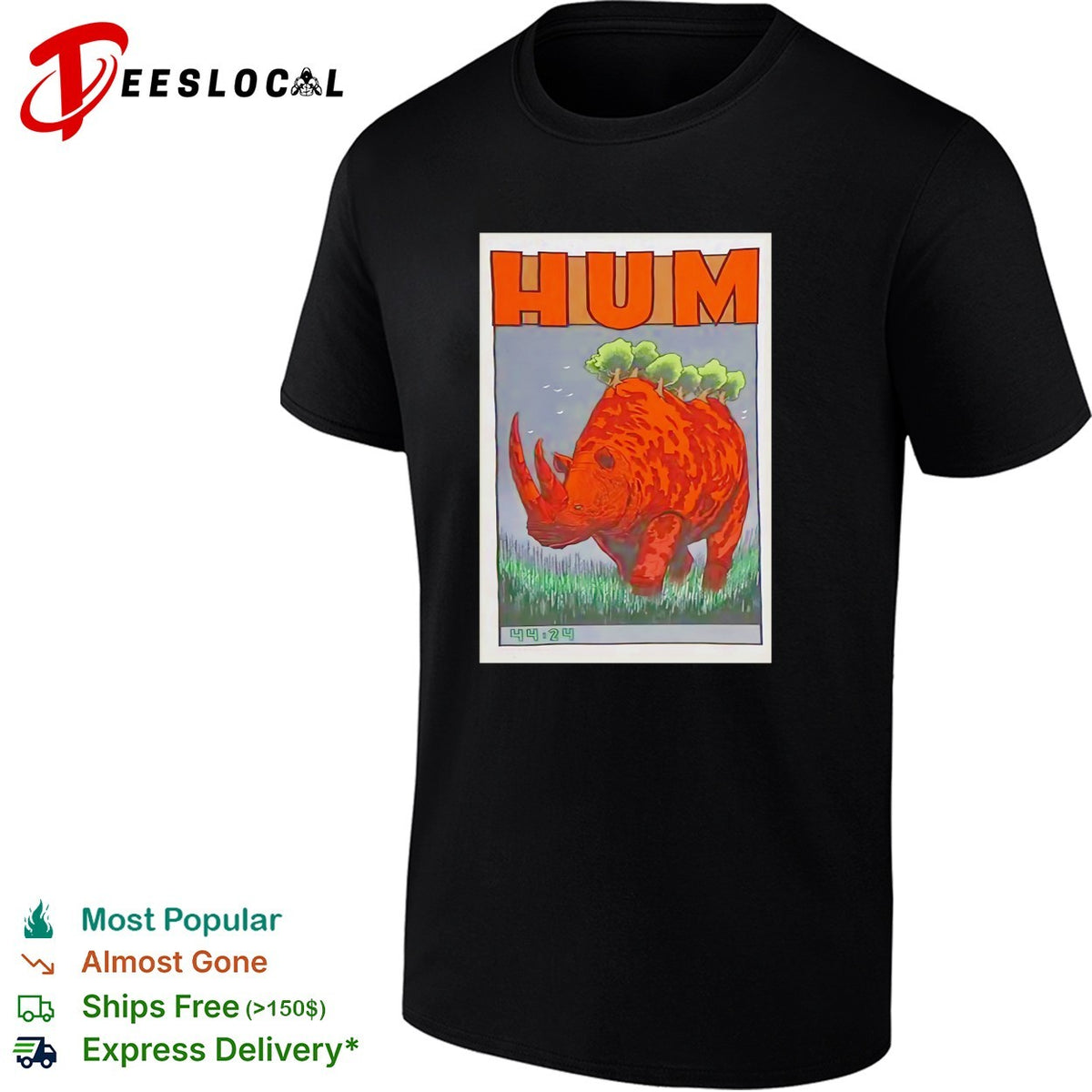Hum 44 24 Rhino Forest Illustration Band Tour Music Poster Indie Rock Music shirt