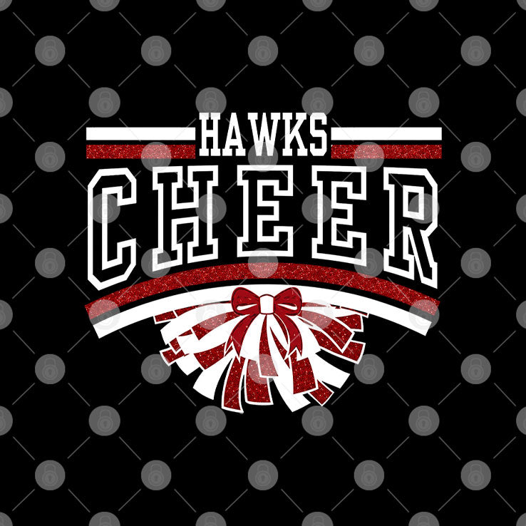 Hutchinson Hawks Cheer Maroon Glitter T Shirt