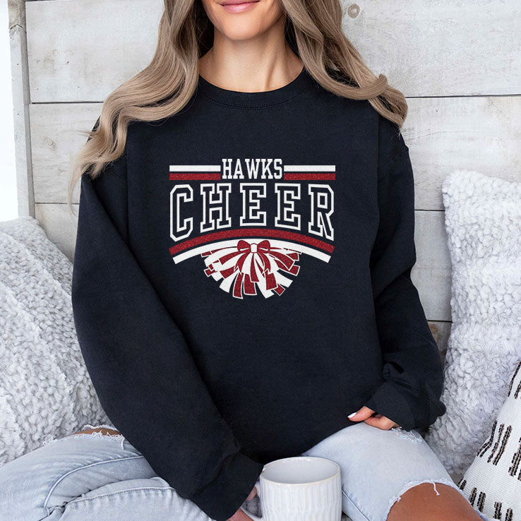 Hutchinson Hawks Cheer Maroon Glitter T Shirt