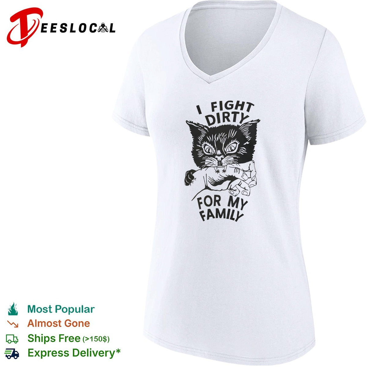 I Fight Dirty for My Family Cat Biting Hand shirt