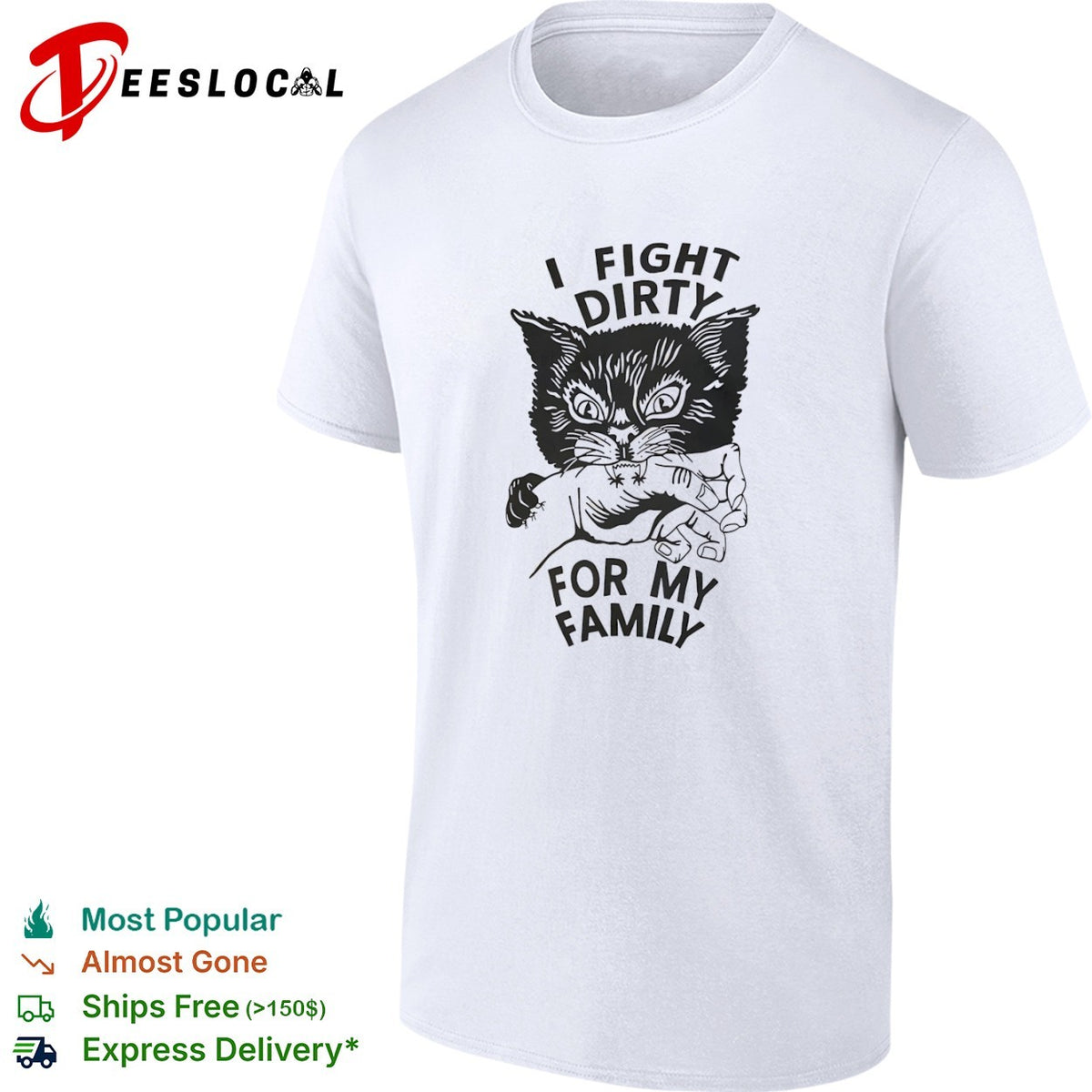 I Fight Dirty for My Family Cat Biting Hand shirt