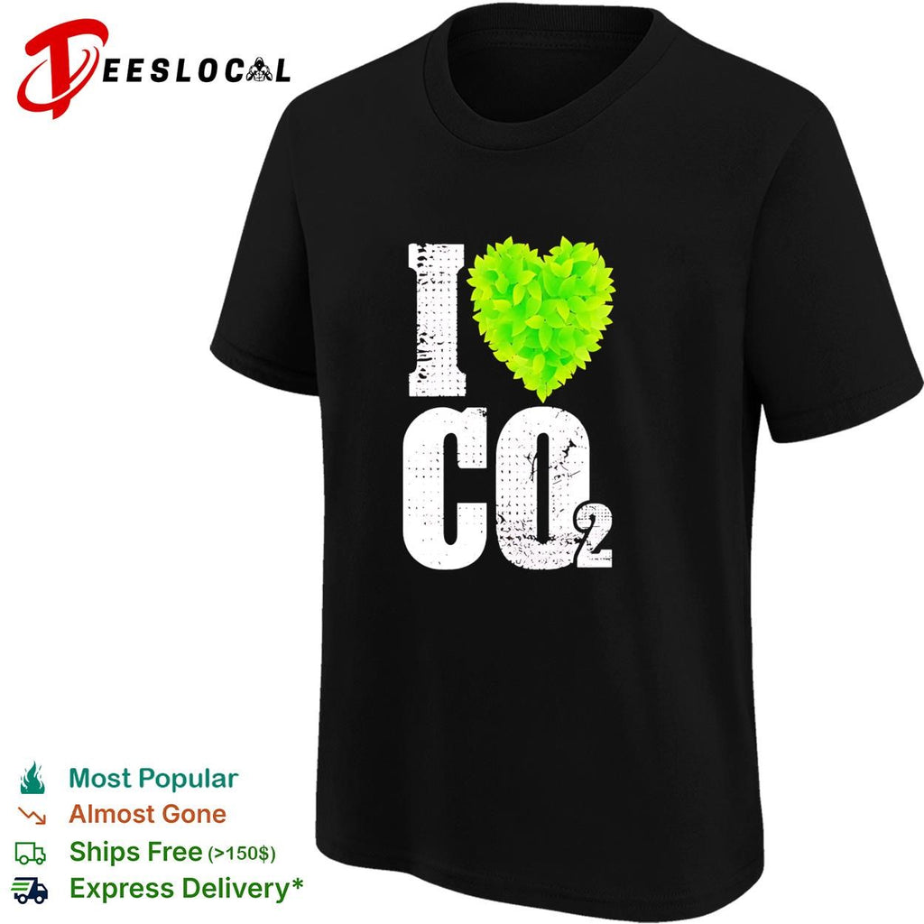 I Heart CO2 green heart by leaf shirt
