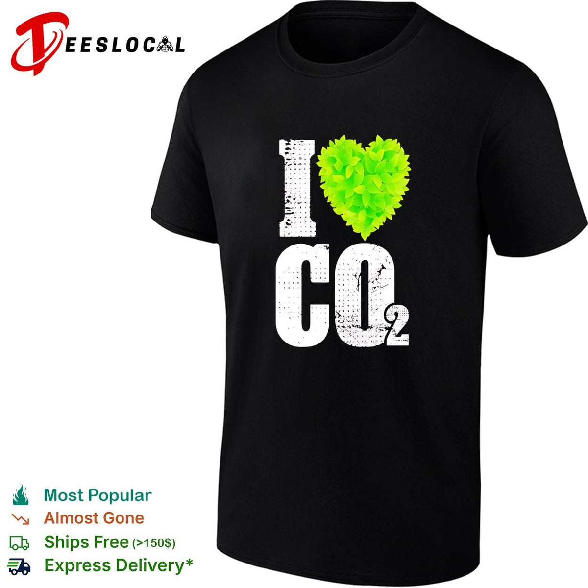 I Heart CO2 green heart by leaf shirt