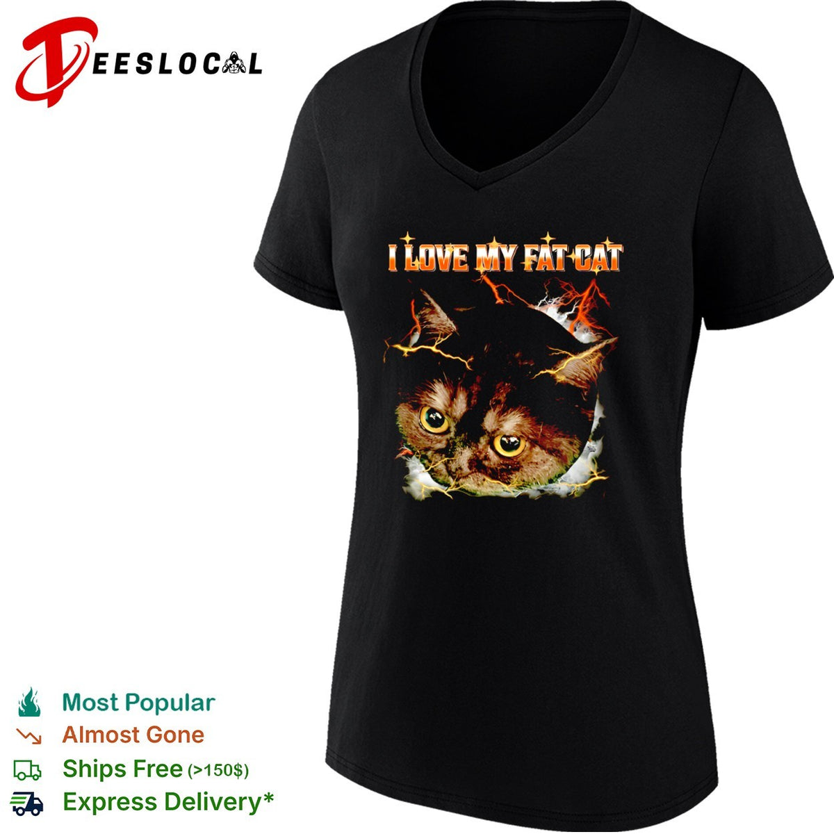 I Love My Fat Cat Lightning Storm Aesthetic Internet Meme Animal Lover shirt