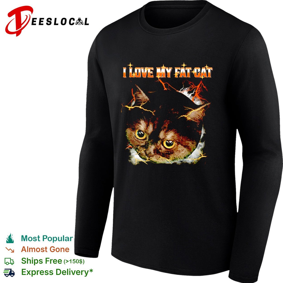 I Love My Fat Cat Lightning Storm Aesthetic Internet Meme Animal Lover shirt