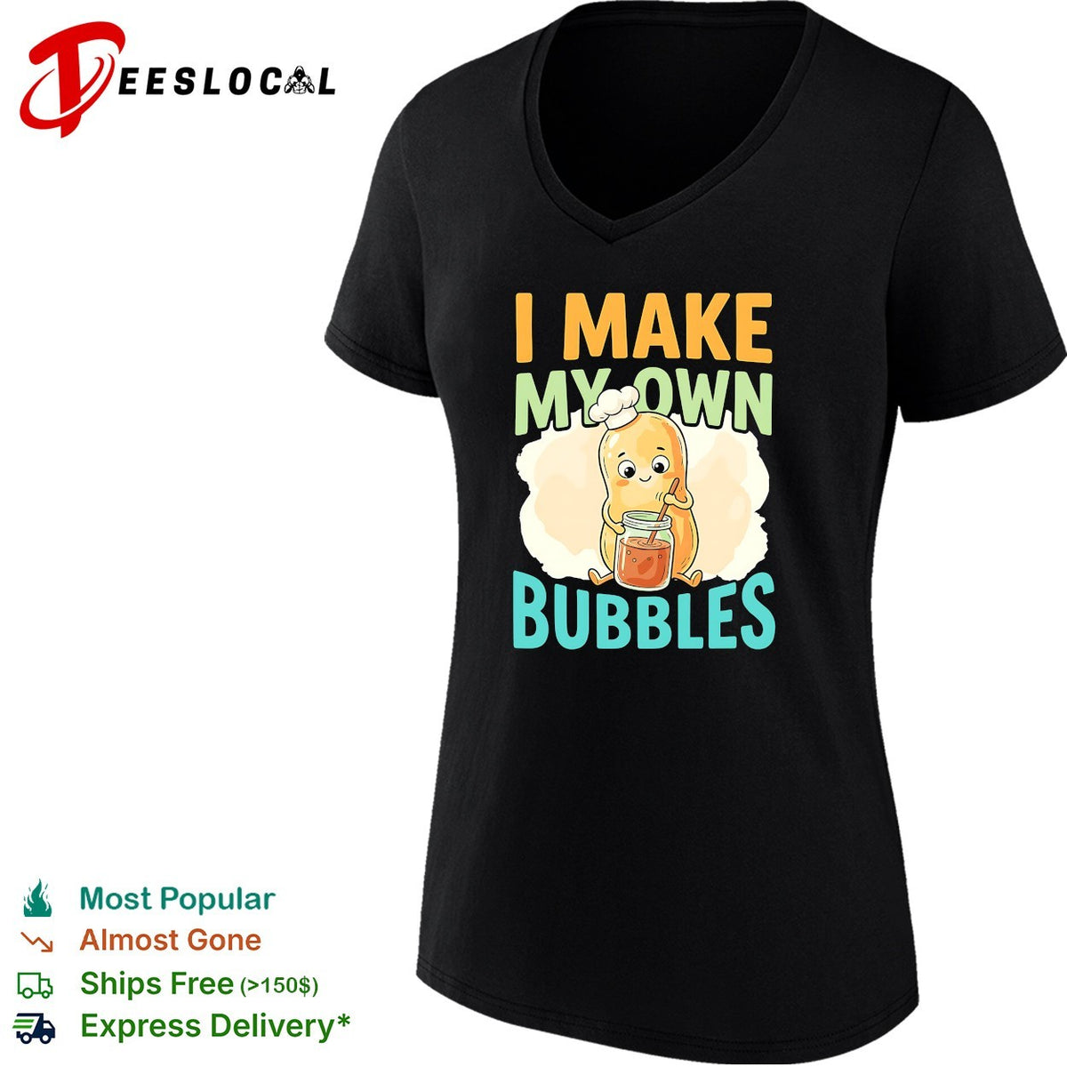 I Make My Own Bubbles Cute Potato Chef Culinary Food Kitchen Funny Joke Shirt