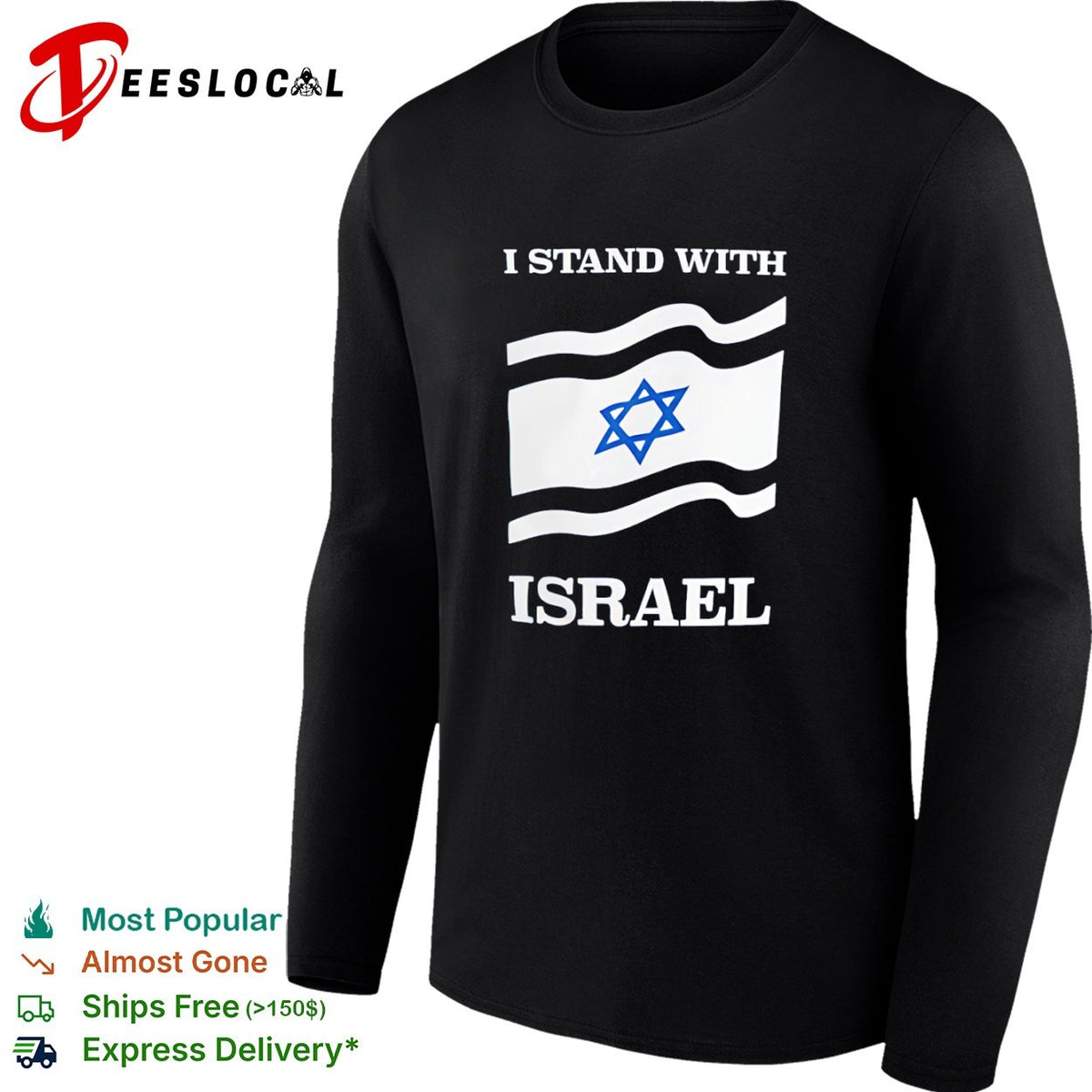 I Stand With Israel Waving Flag shirt