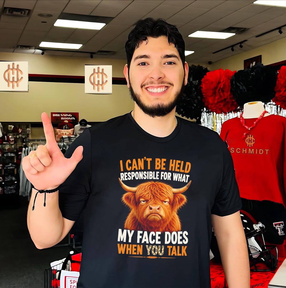 I can’t be held responsible for what my face does Highland cow shirt