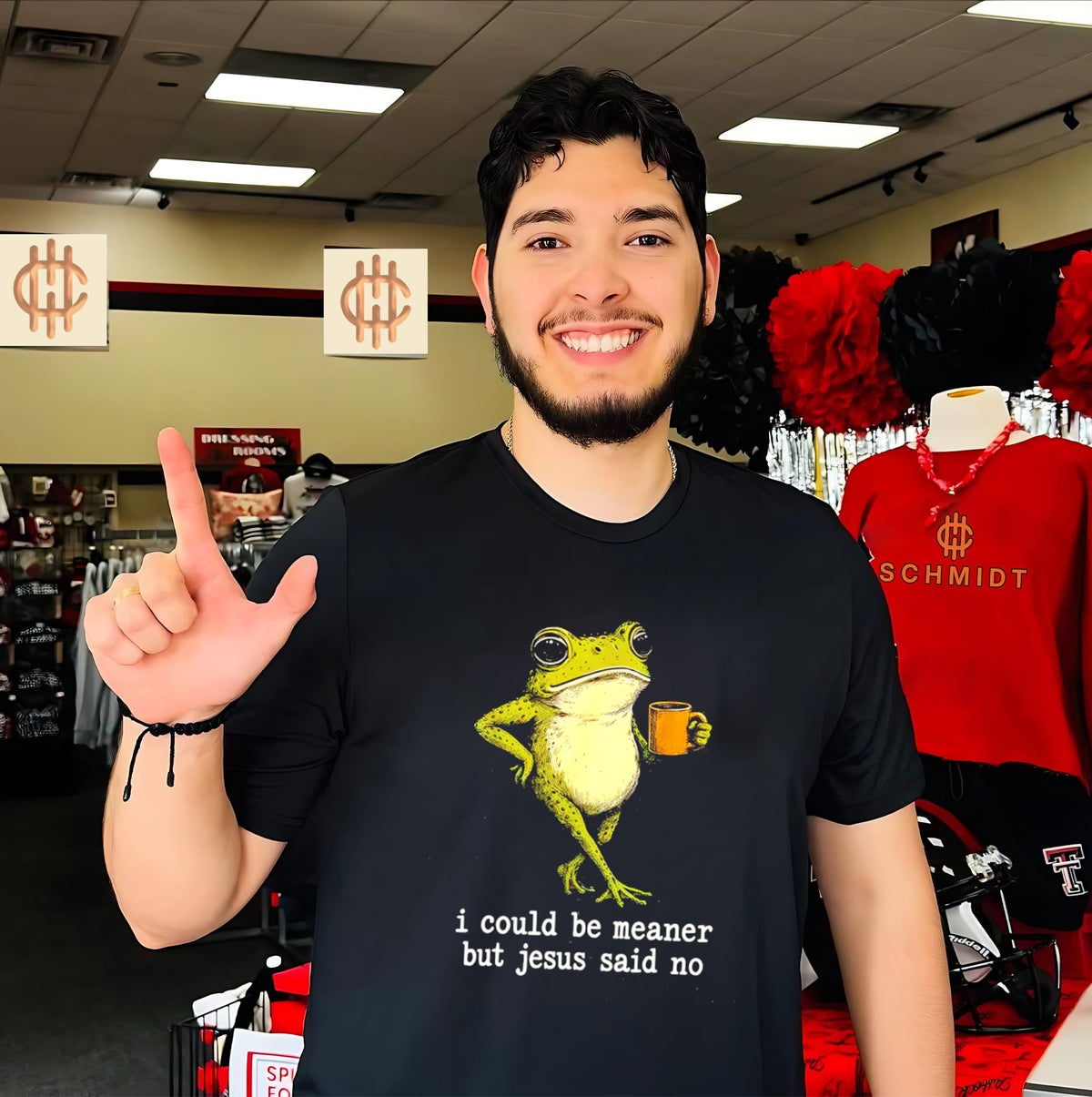 I could be meaner but Jesus said no cartoon frog shirt
