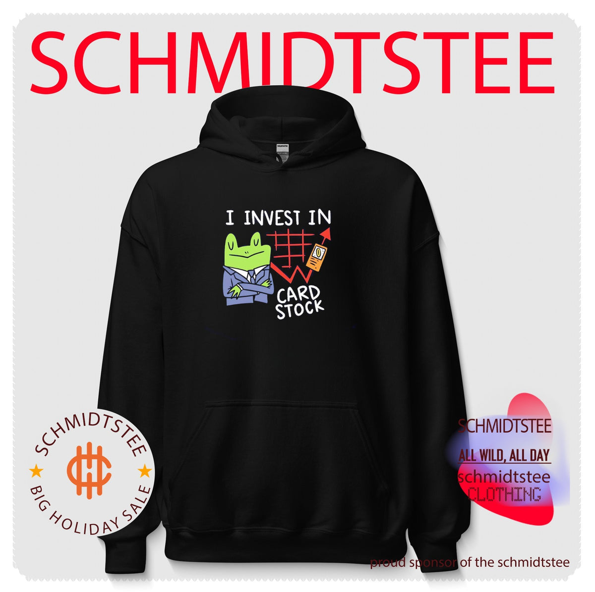 I invest in card stock cartoon frog stonk meme shirt