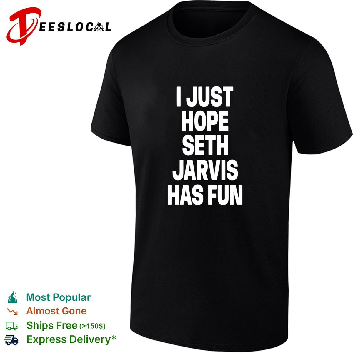 I just hope Seth Jarvis has fun bold white lettering real NHL player graphic shirt