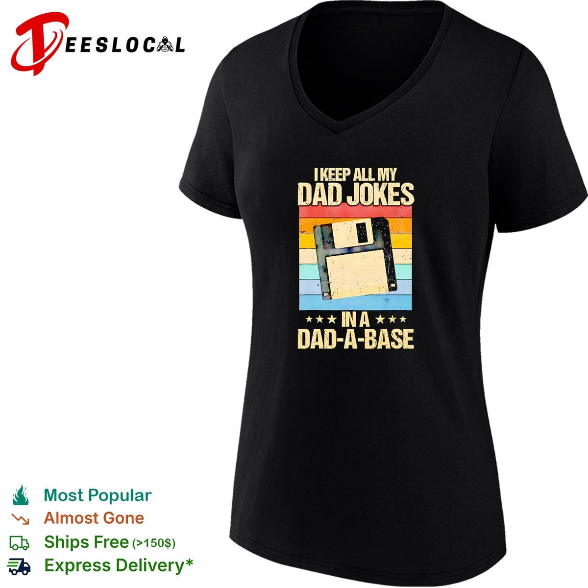 I keep all my dad jokes in a dad a base floppy disk technology humor shirt