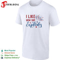I like how she explodes Fourth of July fireworks red white blue white shirt