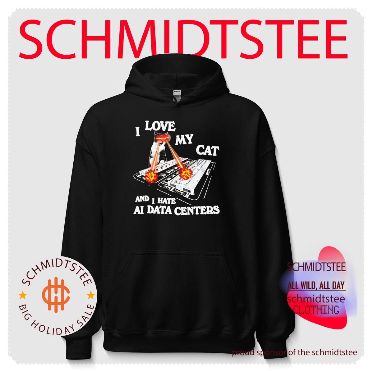 I love my cat and I hate AI data centers shirt
