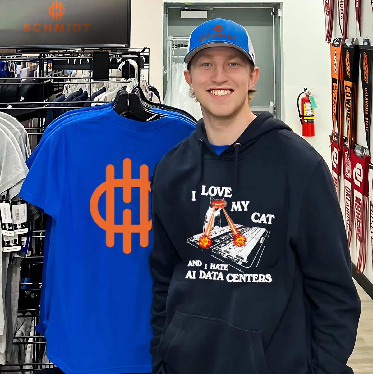 I love my cat and I hate AI data centers shirt
