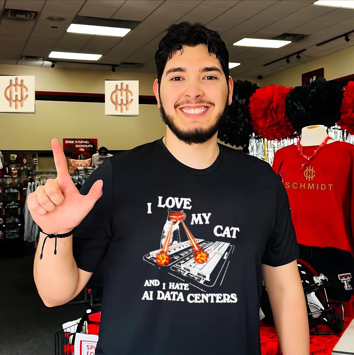 I love my cat and I hate AI data centers shirt