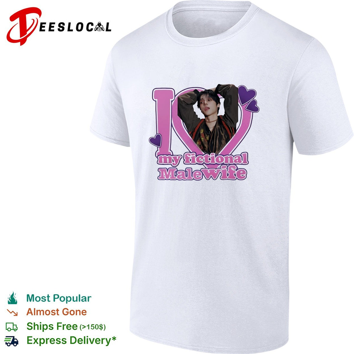 I love my fictional male wife K pop idol photo hearts shirt
