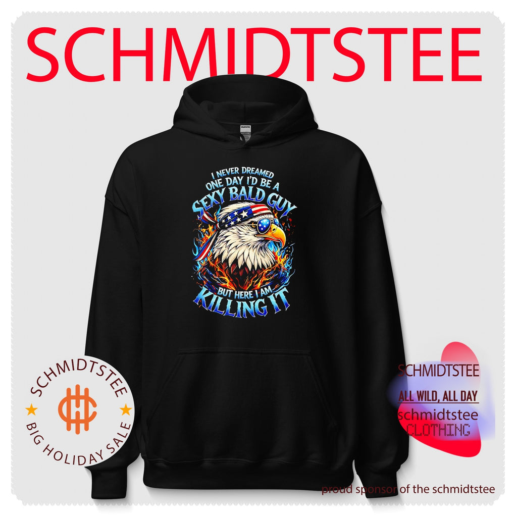 I never dreamed one day I’d be a sexy bald guy but here I am killing it cartoon eagle shirt
