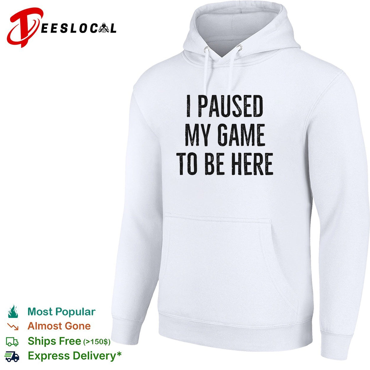 I paused my game to be here bold distressed typography gamer humor shirt