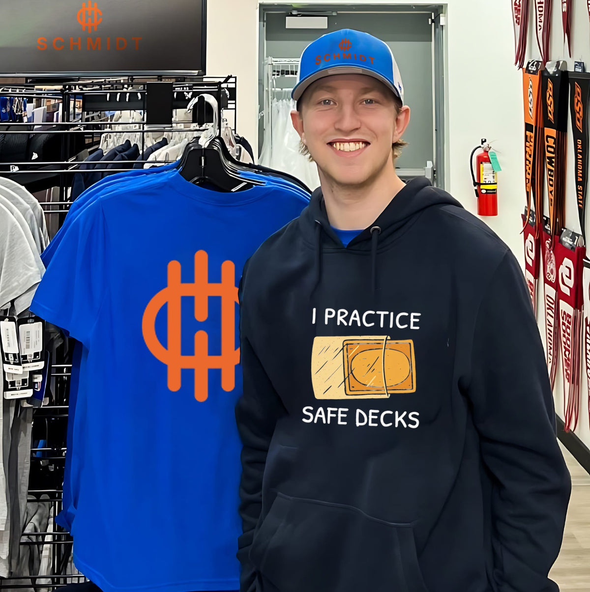 I practice safe decks graphic shirt
