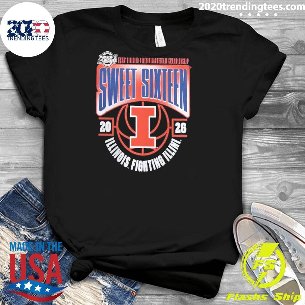 Illinois Fighting Illini 2026 NCAA Men’s Basketball Tournament March Madness Sweet 16 Signature Shirt