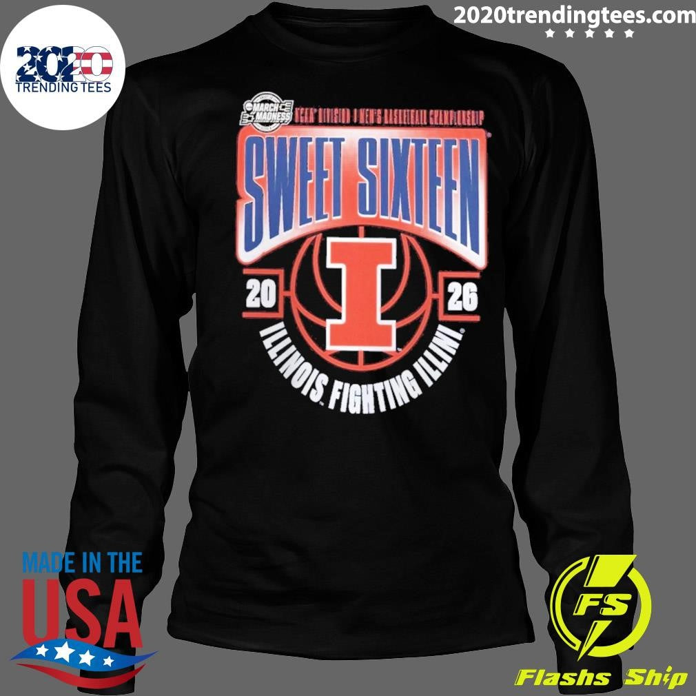 Illinois Fighting Illini 2026 NCAA Men’s Basketball Tournament March Madness Sweet 16 Signature Shirt