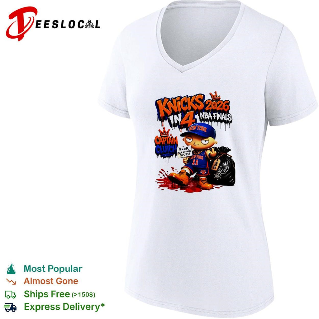 In 4 Captain Clutch Jalen Brunson Stewie Griffin Middle Finger Anti San Antonio Spurs Finals 2026 shirt