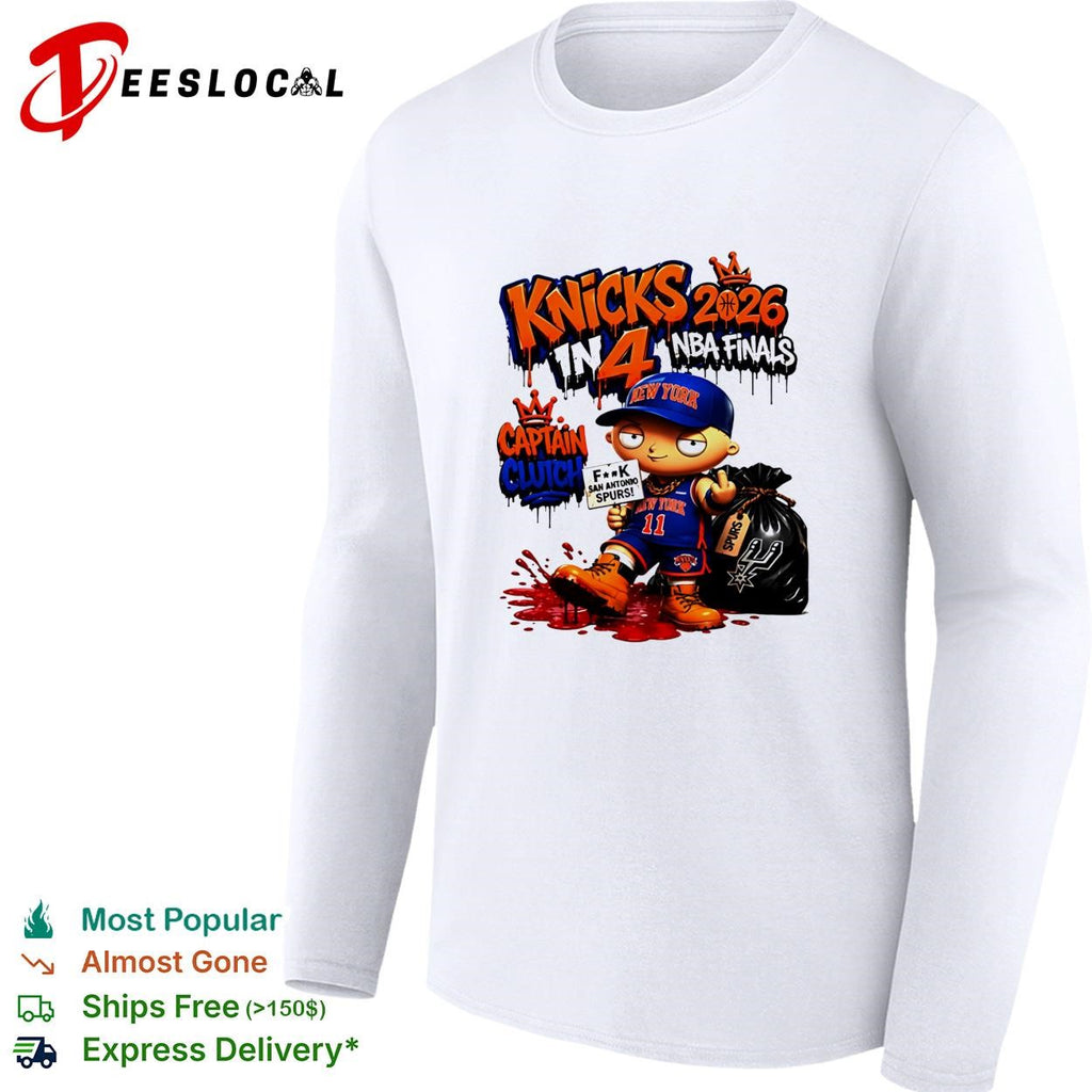 In 4 Captain Clutch Jalen Brunson Stewie Griffin Middle Finger Anti San Antonio Spurs Finals 2026 shirt