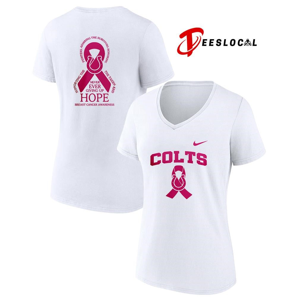 Indianapolis Colts never ever giving up hope breast cancer awareness shirt