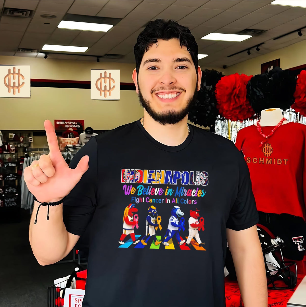 Indianapolis Sports We believe in Miracles fight cancer on all colors abbey road shirt