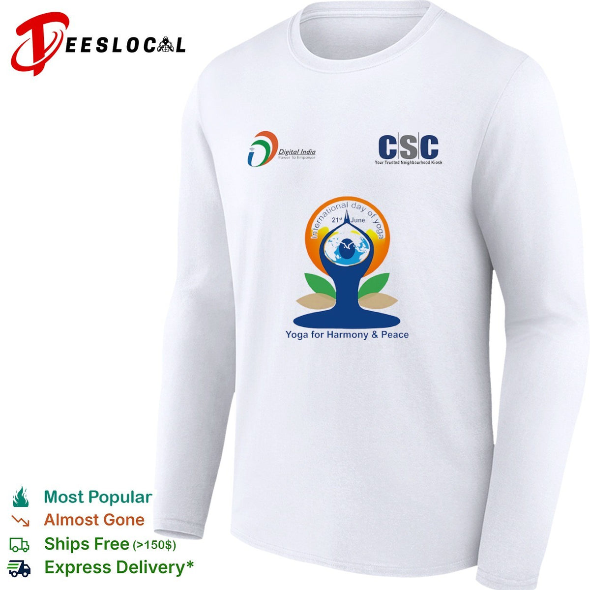 International Day of Yoga 21st June Digital India CSC Yoga for Harmony and Peace shirt