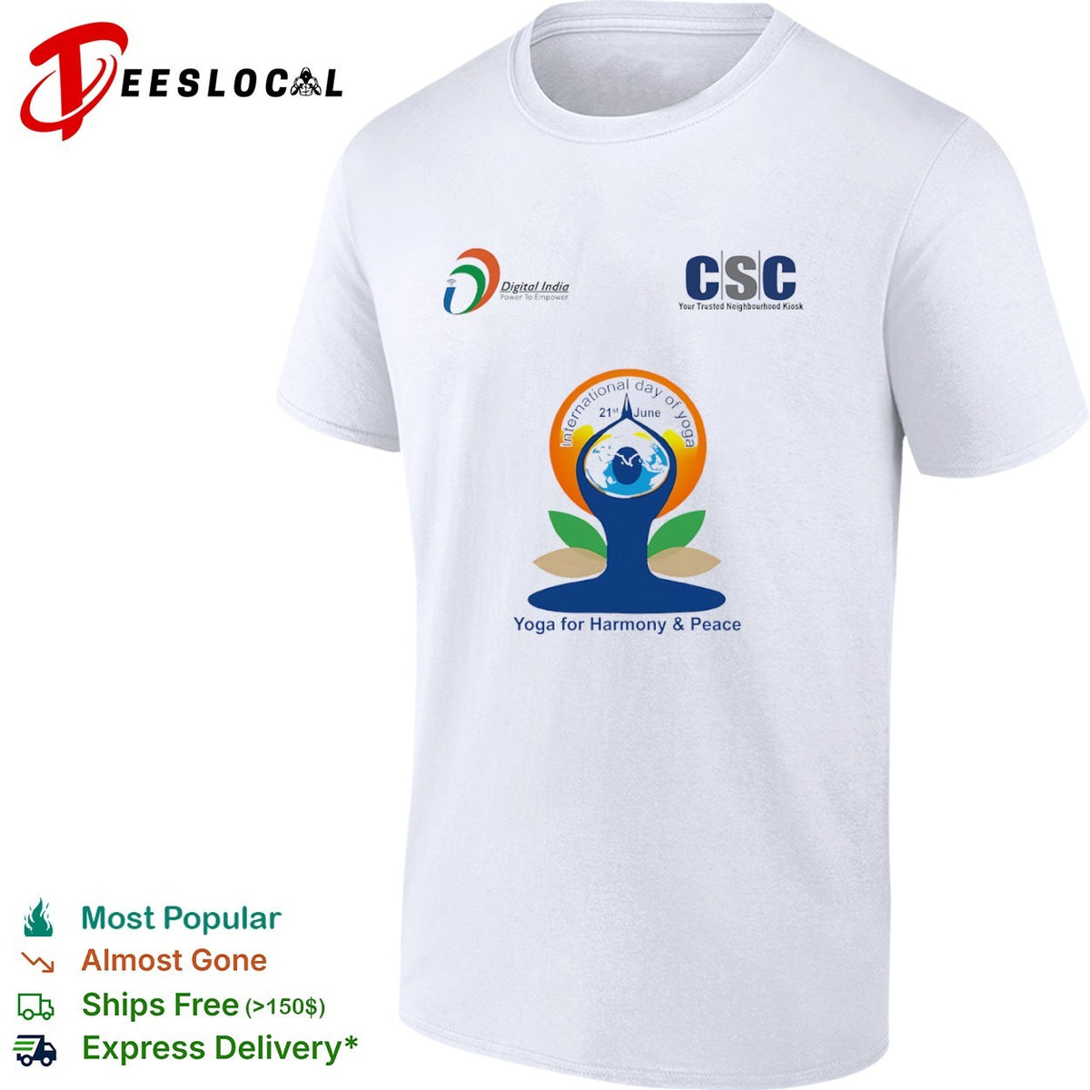 International Day of Yoga 21st June Digital India CSC Yoga for Harmony and Peace shirt