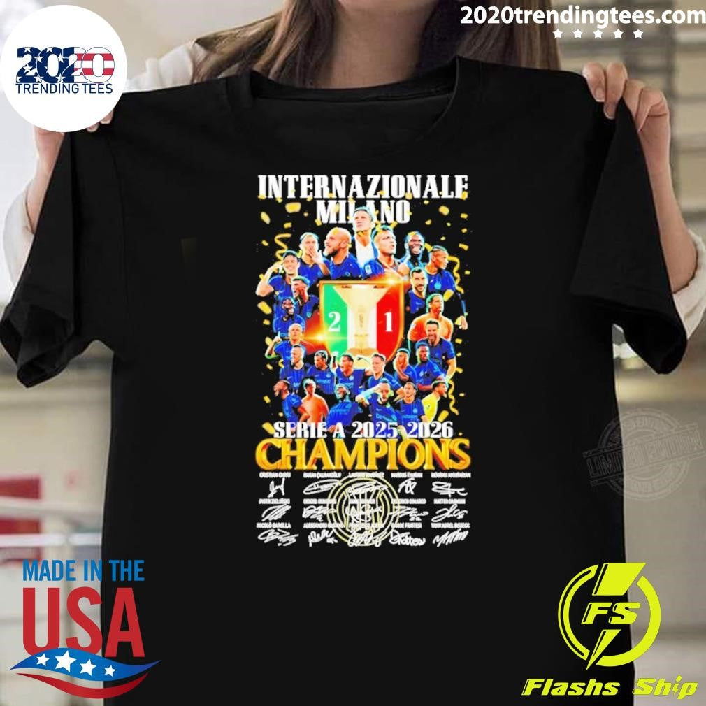 Internazionale Milano Inter Milan Serie A 2025-2026 Champions Signatures Shirt