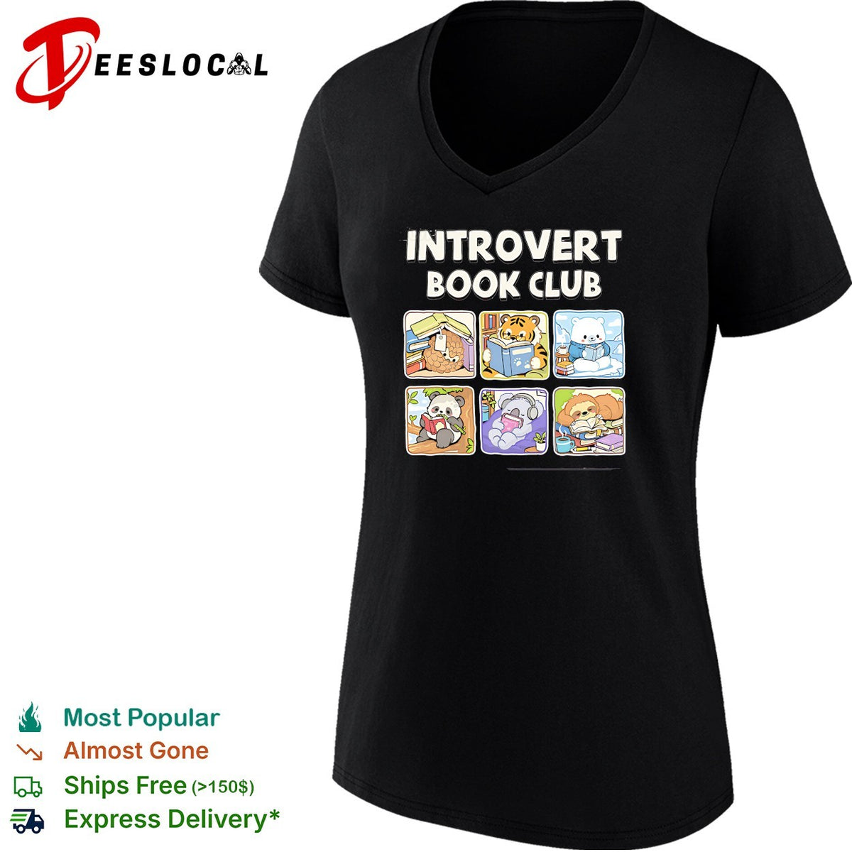 Introvert Book Club Pangolin Tiger Polar Bear Panda Koala Sloth cute animal shirt