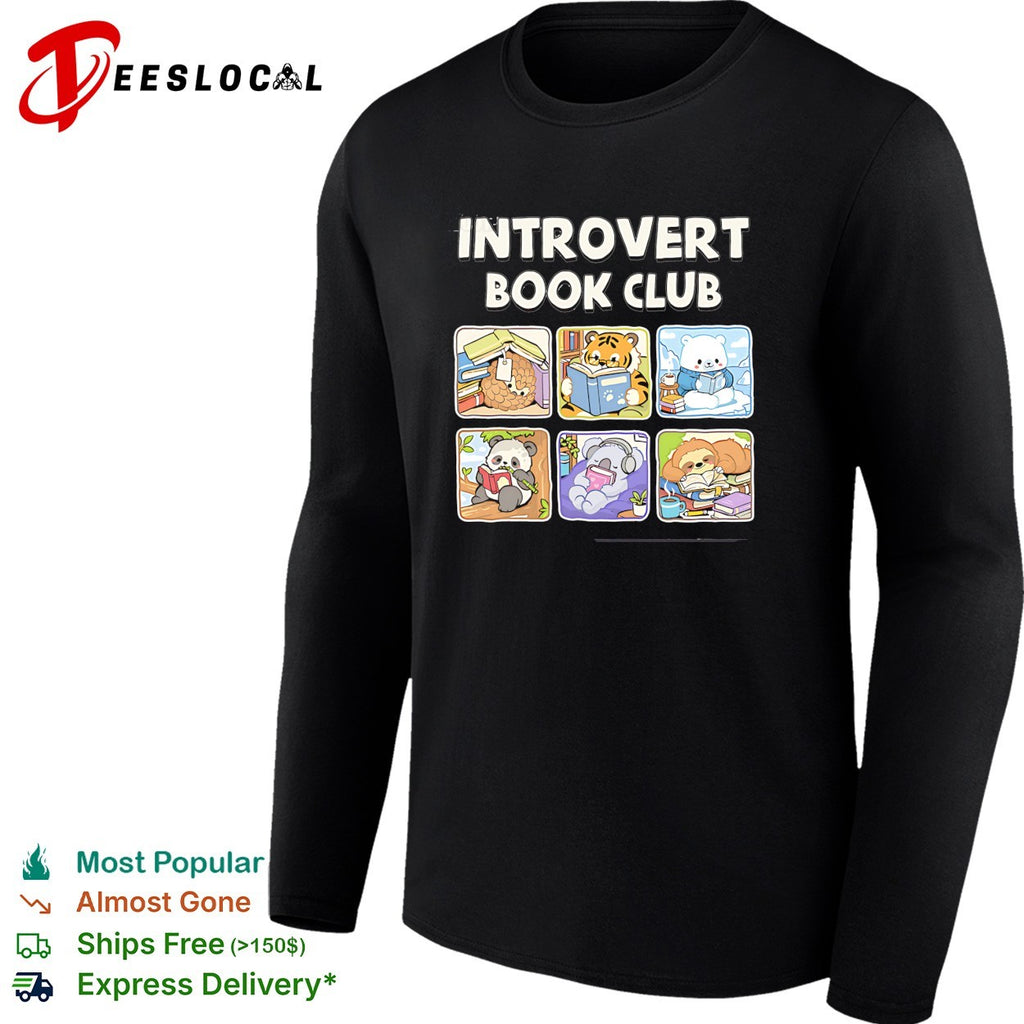 Introvert Book Club Pangolin Tiger Polar Bear Panda Koala Sloth cute animal shirt