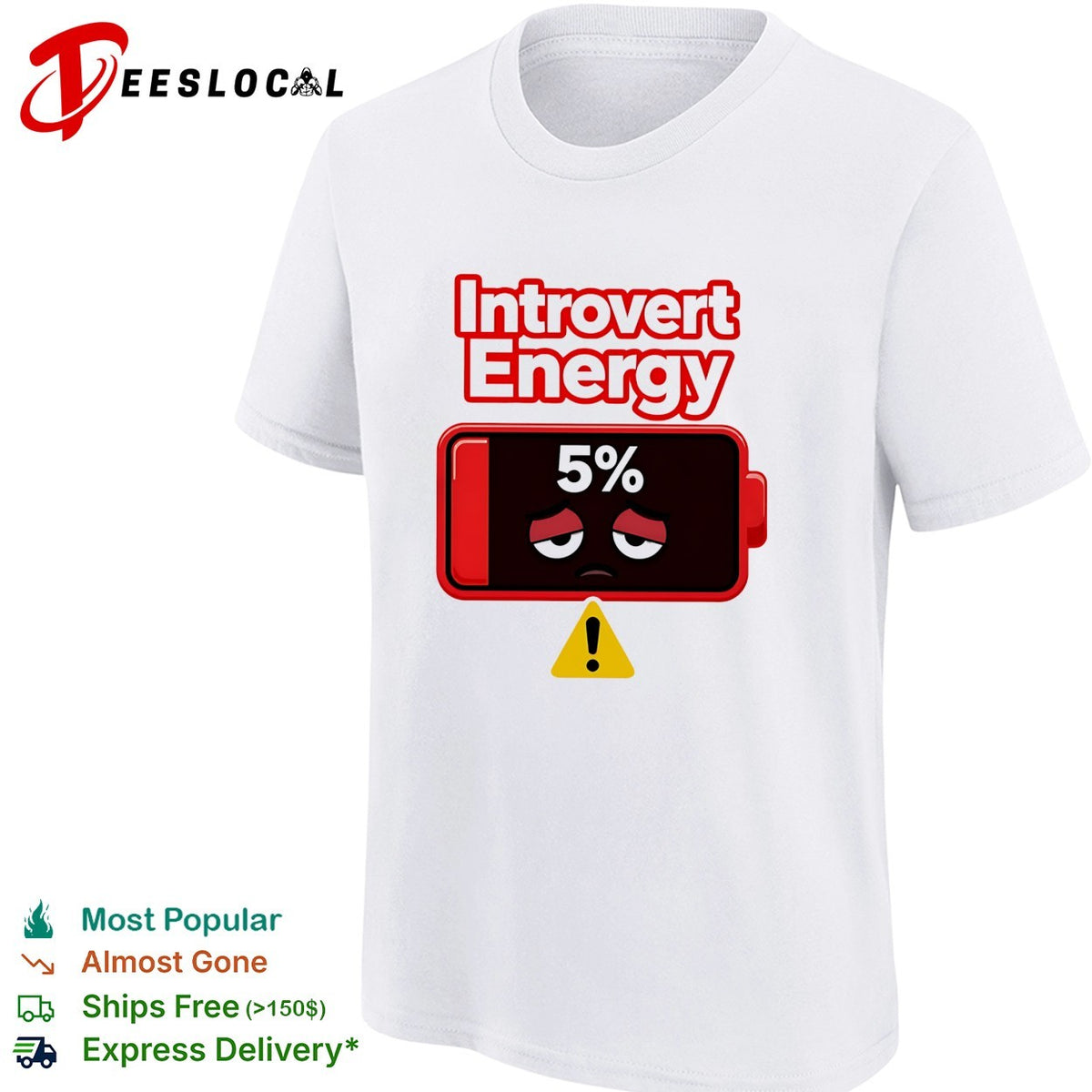 Introvert energy 5 percent low battery icon shirt