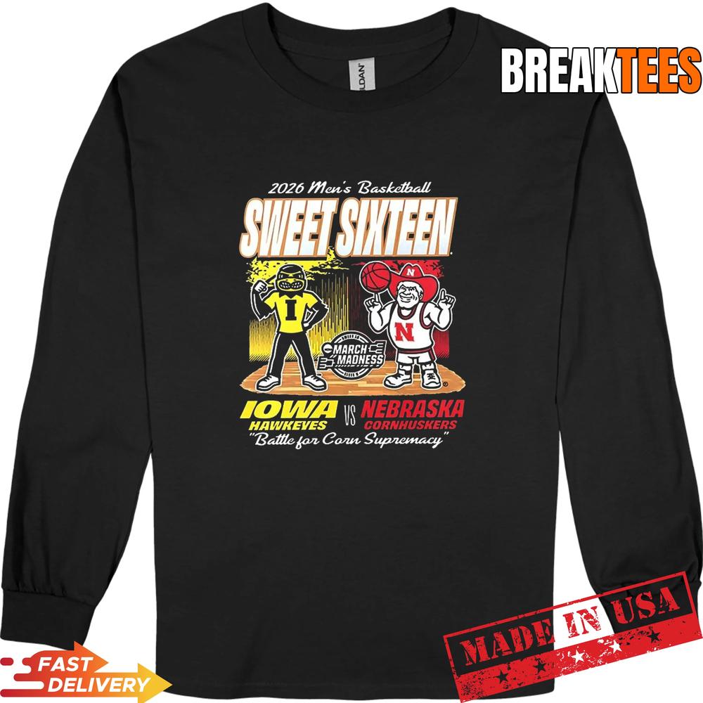 Iowa Hawkeyes vs Nebraska Cornhuskers 2026 Men’s Basketball Sweet Sixteen Shirt