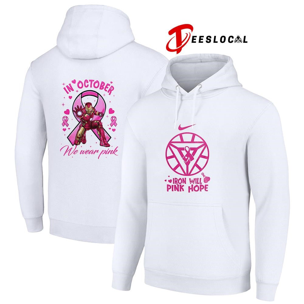 Iron Man will pink hope in october we wear pink logo shirt