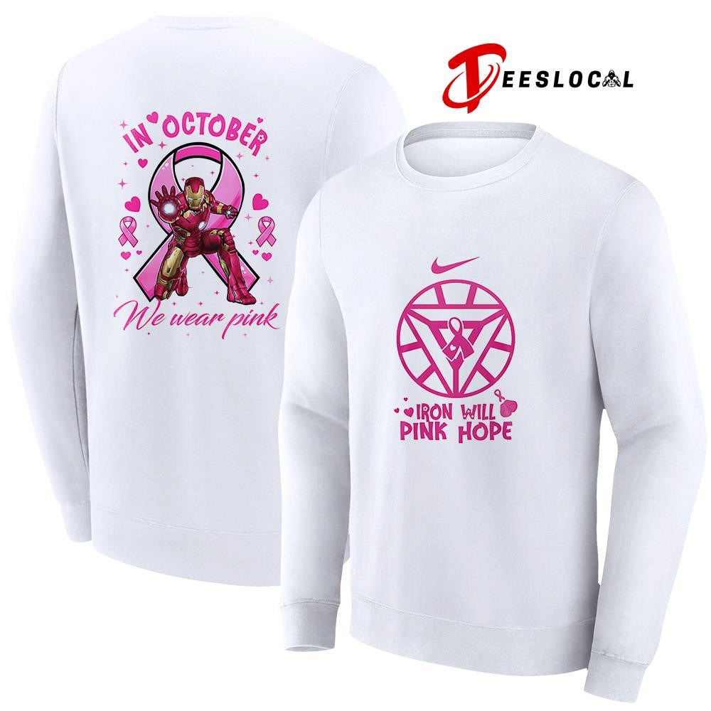 Iron Man will pink hope in october we wear pink logo shirt