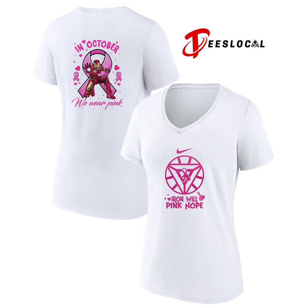 Iron Man will pink hope in october we wear pink logo shirt