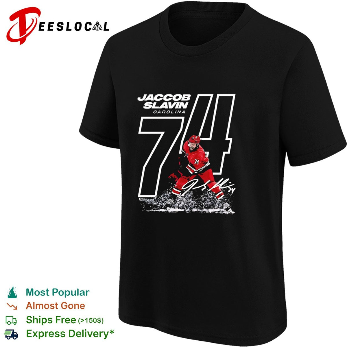 Jaccob Slavin Carolina Hurricanes NHL 74 Signature shirt