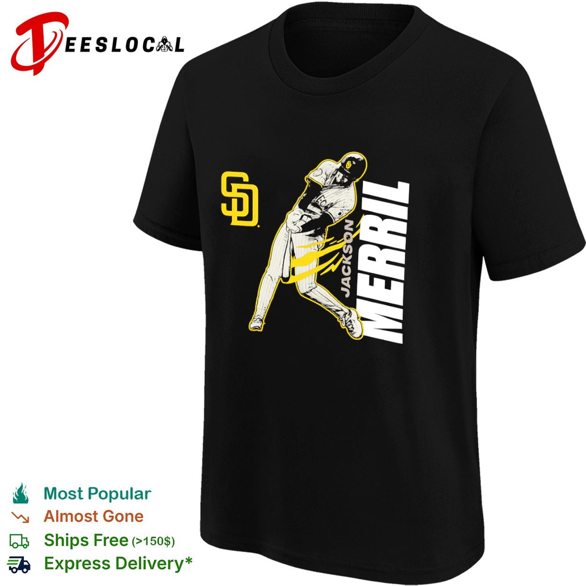 Jackson Merrill San Diego Padres SD swinging shirt