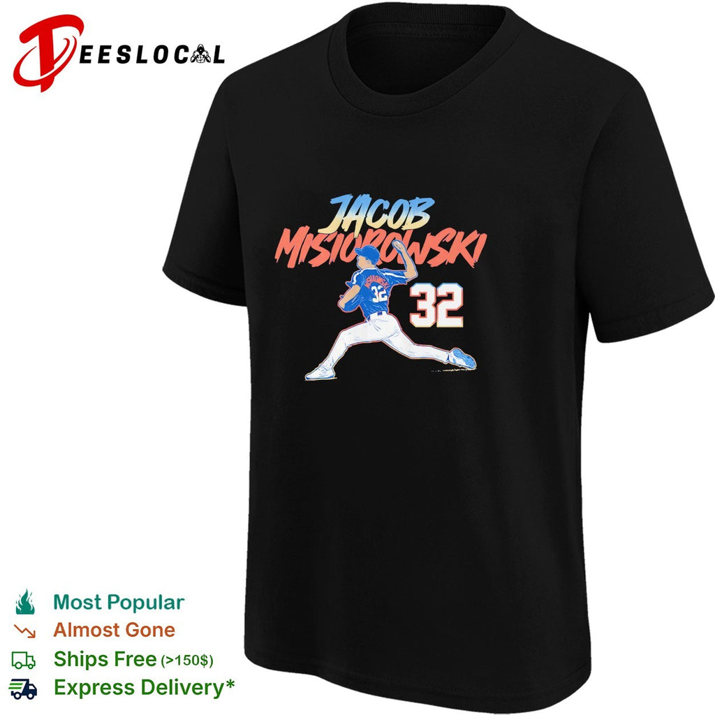 Jacob Misiorowski Milwaukee Brewers number 32 pitching pose real MLB player shirt