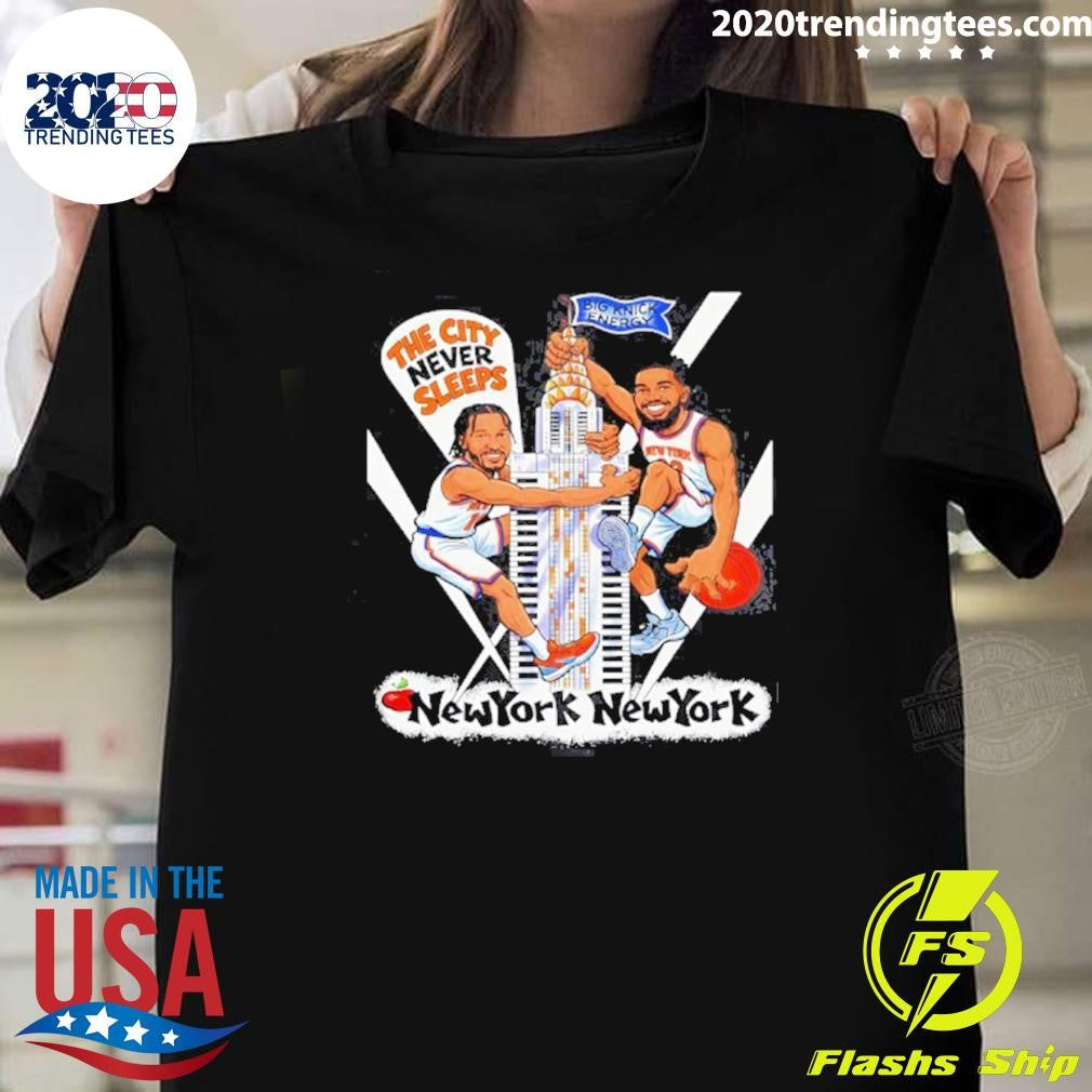 Jalen Brunson And Karl-anthony Towns New York State Of Mind The City Never Sleeps Big Knick Energy Shirt