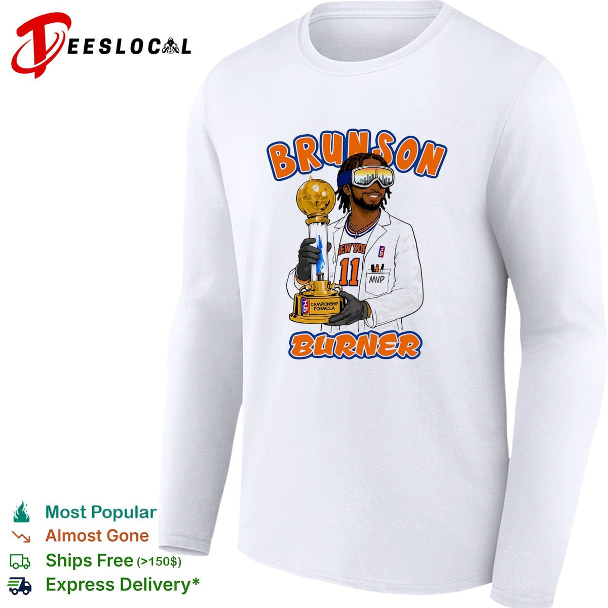 Jalen Brunson Brunson Burner NBA Finals MVP trophy cartoon caricature shirt