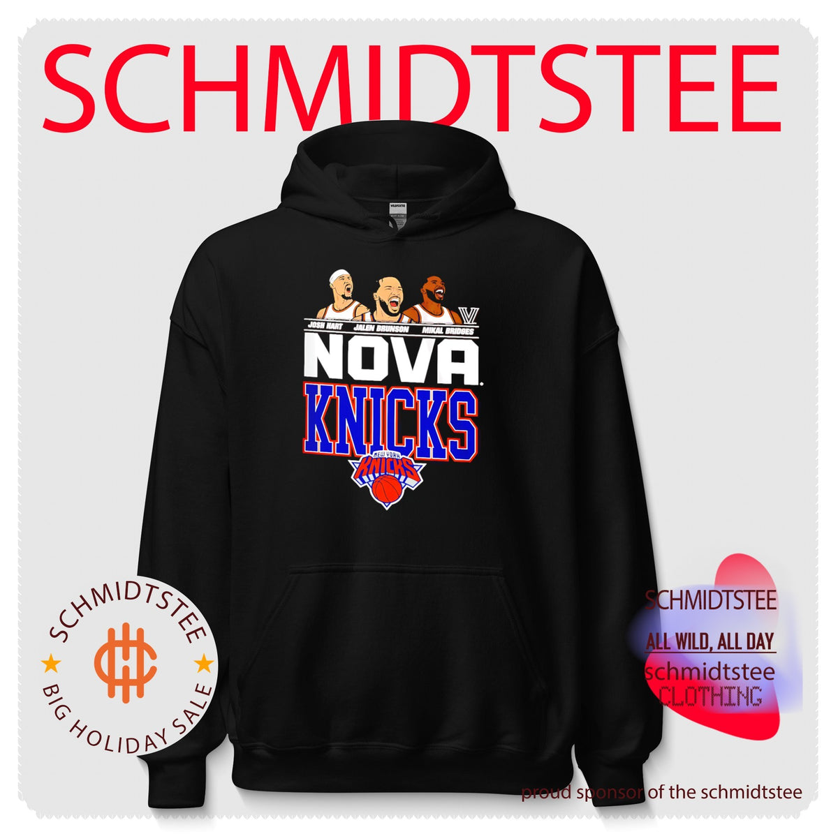 Jalen Brunson Josh Hart and Mikal Bridges Nova Knicks cartoon shirt